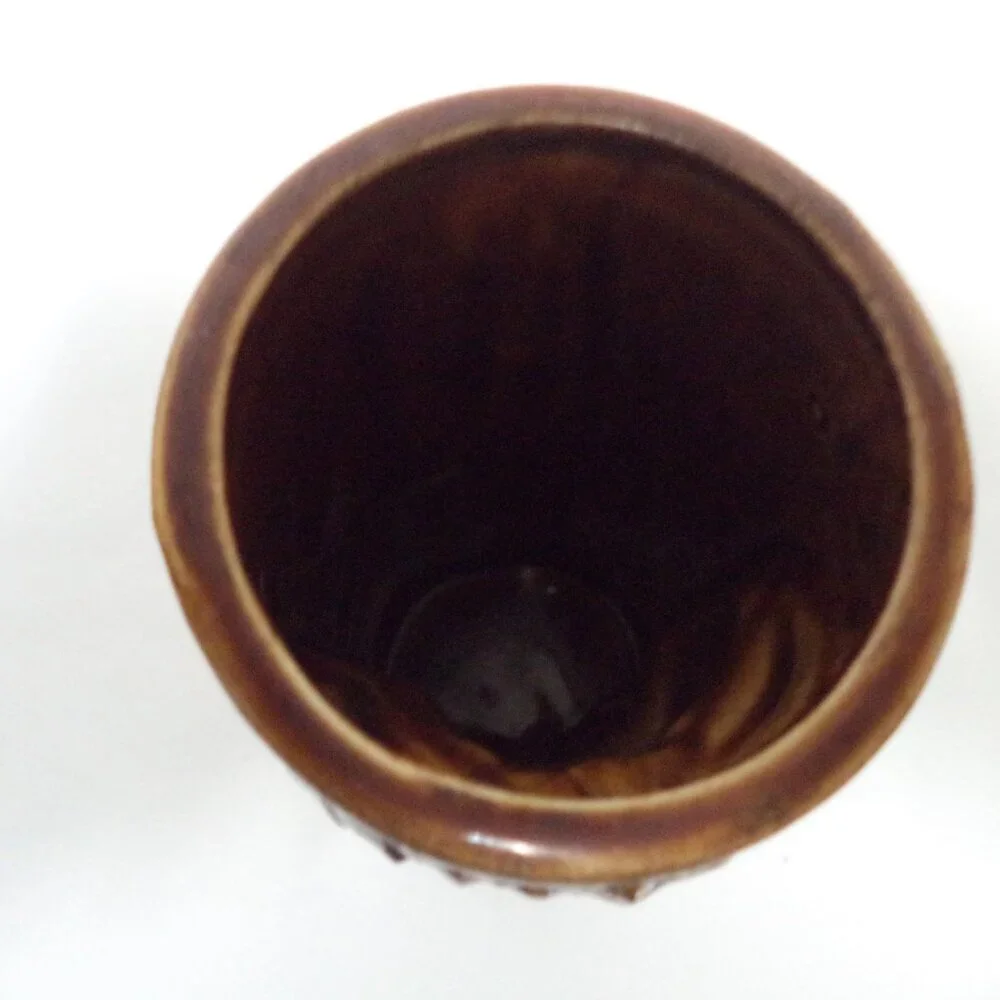Vintage Hawaii Leilani Tiki Mug Cup Orchids Japan ceramic brown Full Body 6